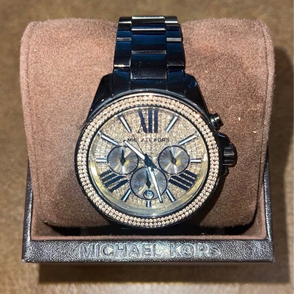 Michael Kors Black Bracelet Watch with Gold Glitter Dial